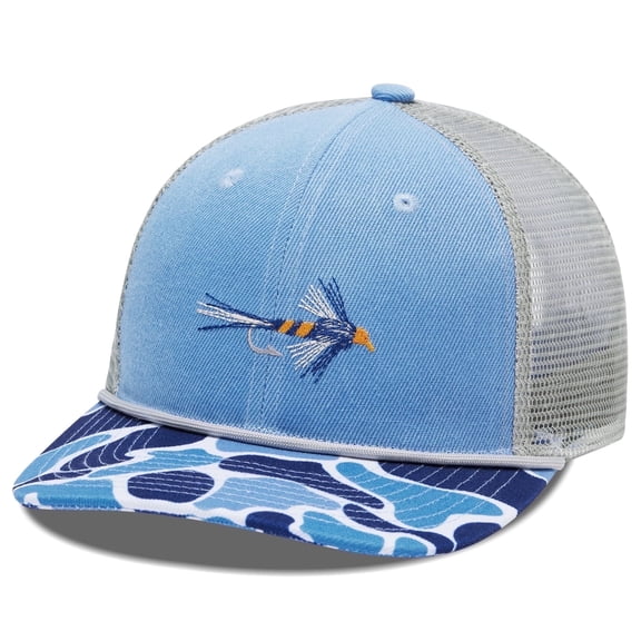 Bassdash Camo Rope Trucker Hat Adjustable, Embroidered Baseball Cap with Mesh Back for Hunting & Fishing