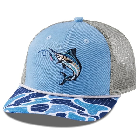 Bassdash Camo Rope Trucker Hat Adjustable, Embroidered Baseball Cap with Mesh Back for Hunting & Fishing