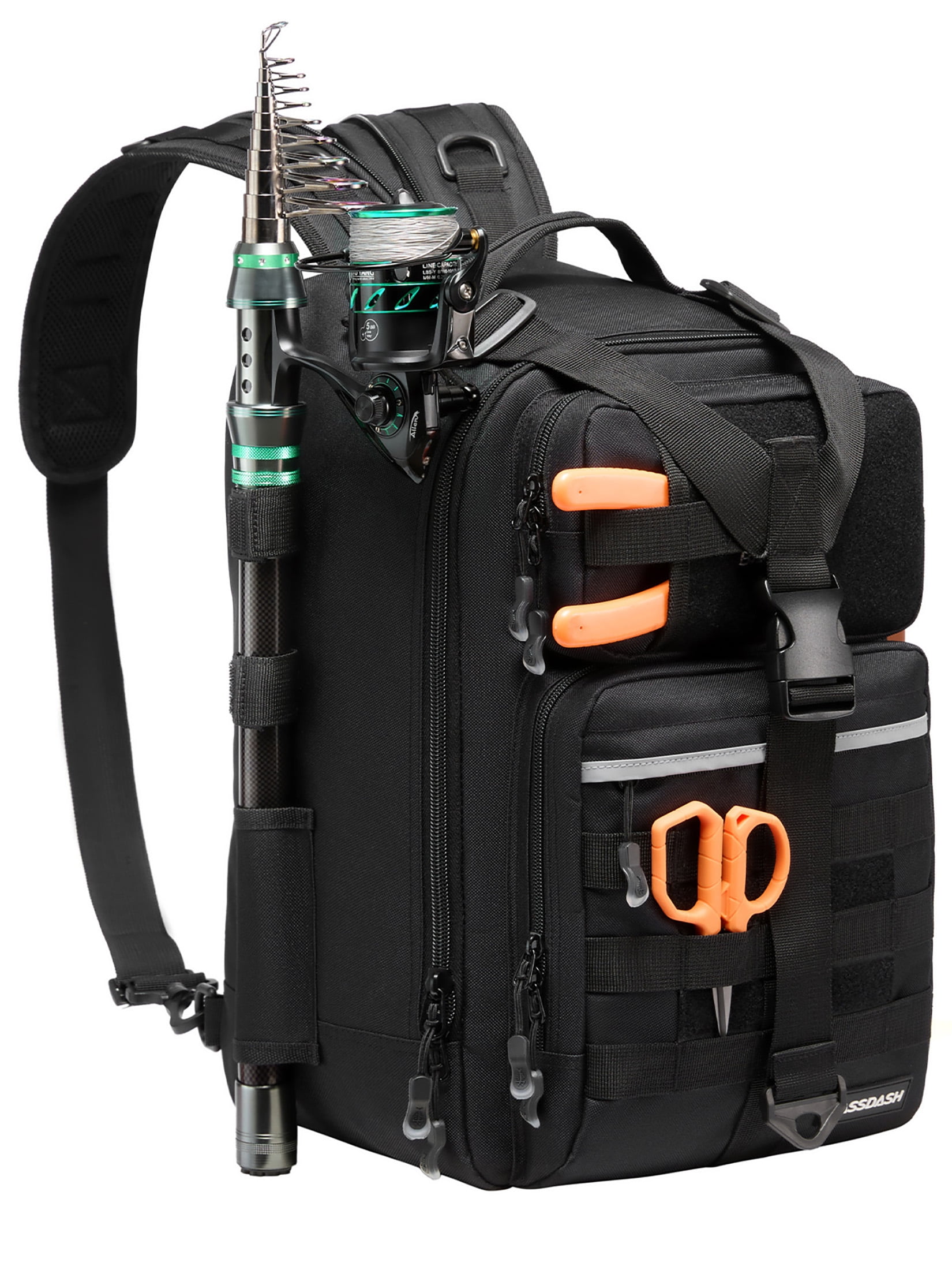 Bassdash Convertible Fishing Backpack Sling Bag with Rod Holder, Adjustable Tactical Water-resistant Tackle Storage Pack FP07