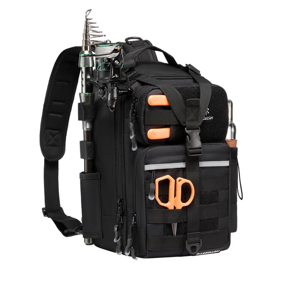 Bassdash Convertible Fishing Backpack Sling Bag with Rod Holder, Adjustable Tactical Water-resistant Tackle Storage Pack FP07
