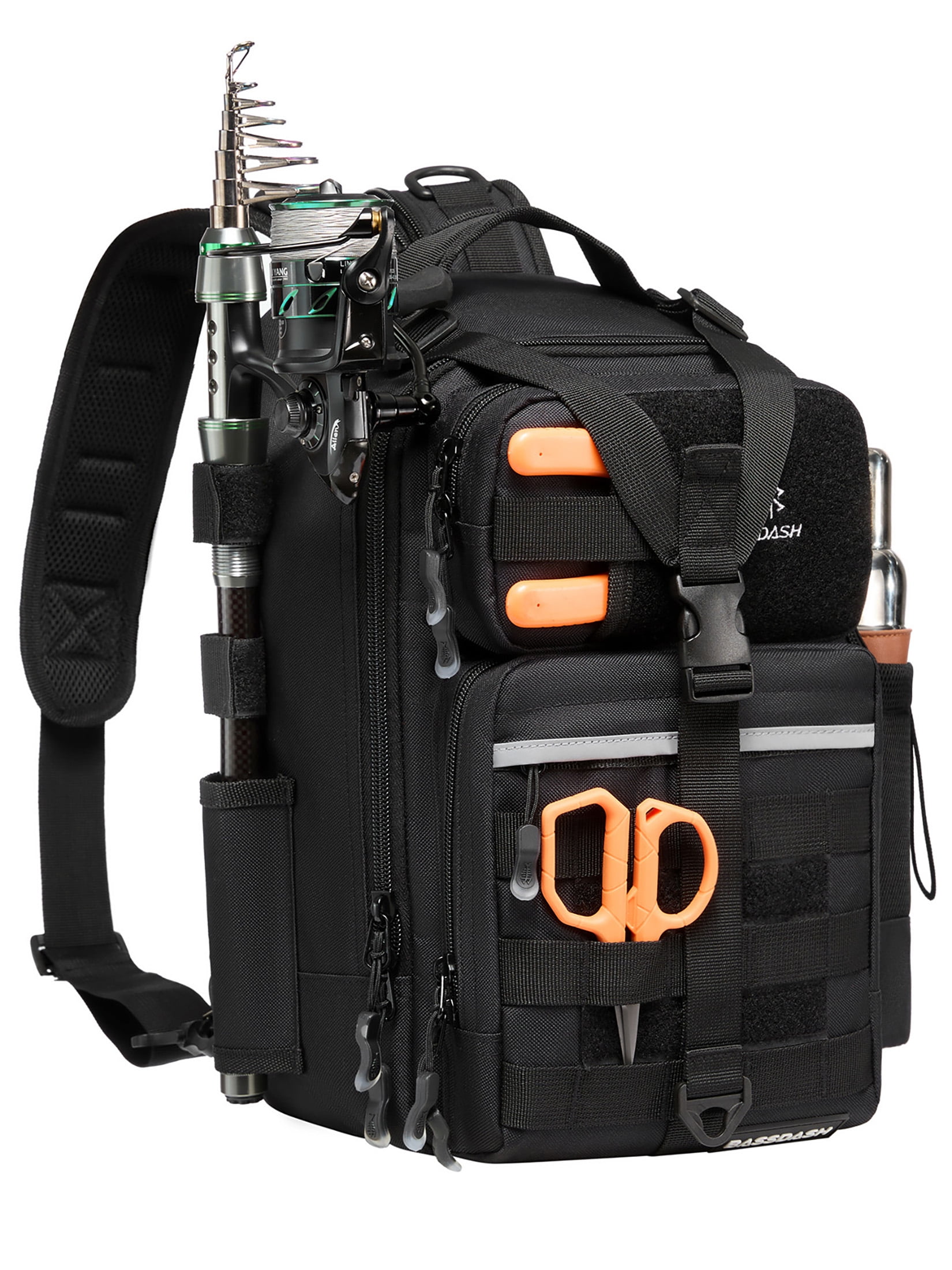Bassdash Convertible Fishing Backpack Sling Bag with Rod Holder, Adjustable Tactical Water-resistant Tackle Storage Pack FP07