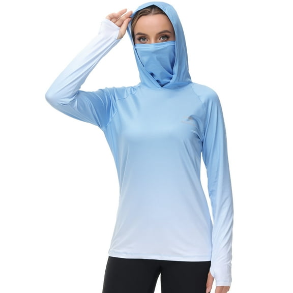 Bassdash FS23W Women's UPF 50  Fishing Hoodie Shirt With Face Mask Thumb Holes
