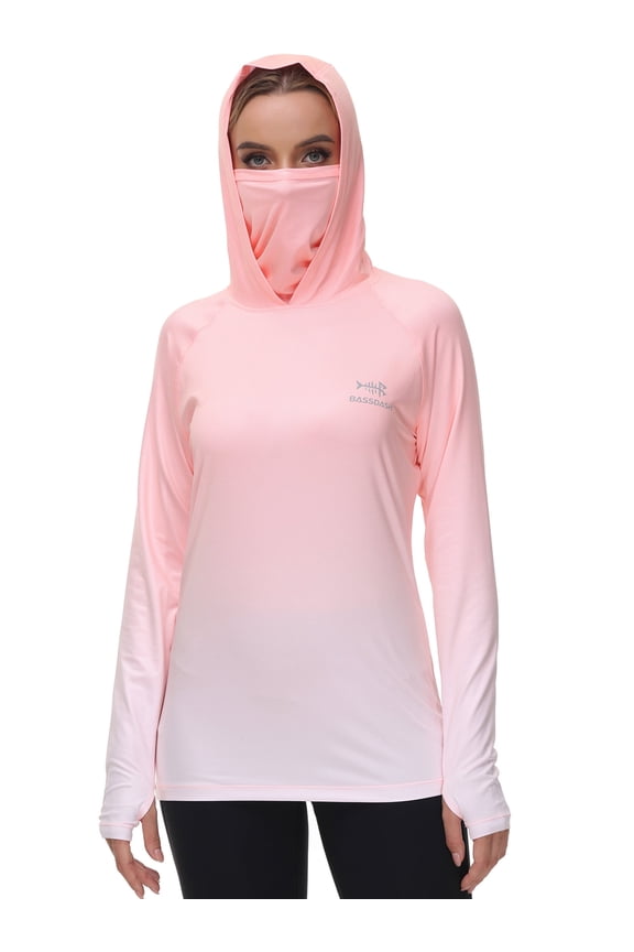 FS23W Women's UPF 50+ Fishing Hoodie Shirt With Face Mask Thumb Holes