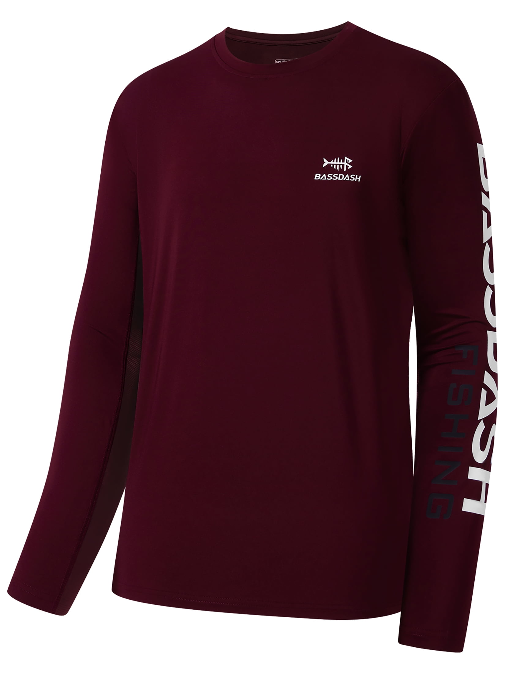 Bassdash Anti-UV T-shirt voor heren, lange mouwen, UPF 50 , grafische visoverhemden voor heren, vochtafvoerend, uv-bescherming, Zeeschuim/Marlin Sauteur, XXL