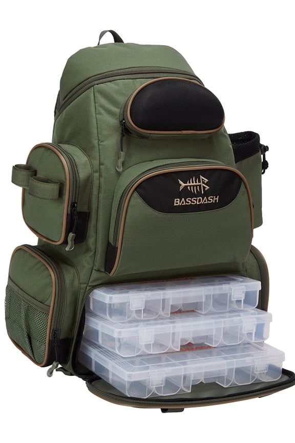 Fishing Tackle Backpack Lightweight Tactical Shoulder Bag Soft Tackle Box with Protective Rain Cover