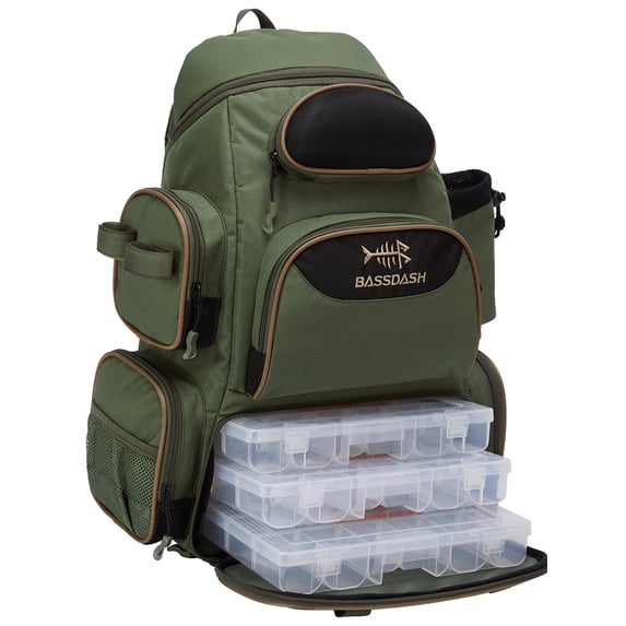 Bassdash Fishing Tackle Backpack Lightweight Tactical Shoulder Bag Soft Tackle Box with Protective Rain Cover