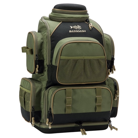 Bassdash Water Resistant Lightweight Tactical Fishing Tackle Box with Protective Rain Cover
