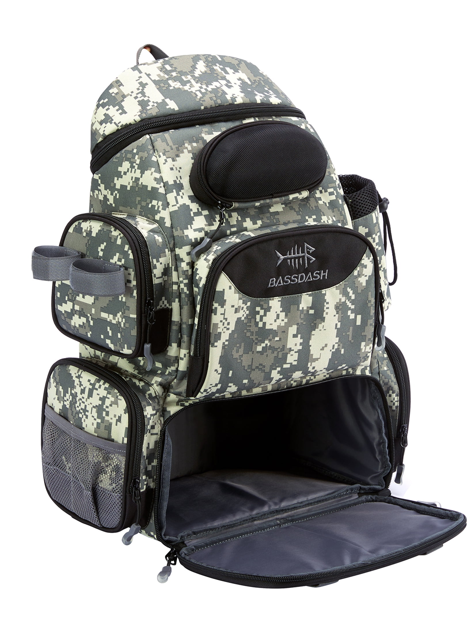 Bassdash Fishing Tackle Backpack Water Resistant Lightweight Tactical Bag Soft Tackle Box with Rod Holder and Protective Rain Cover
