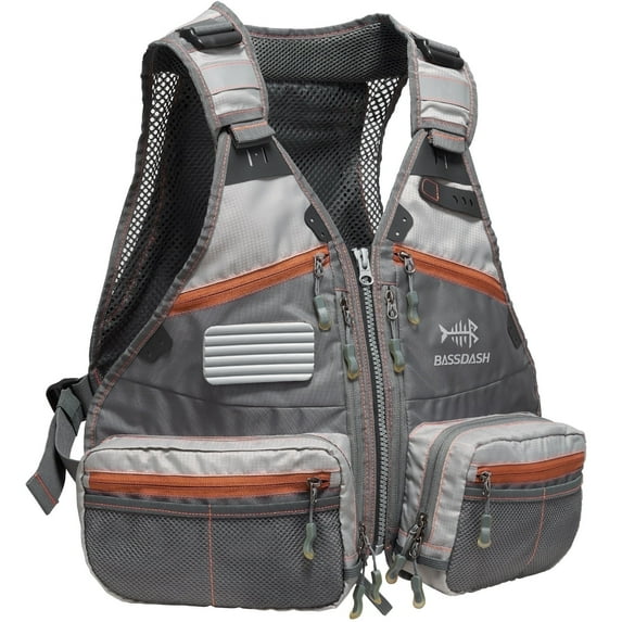 Bassdash Fishing Vest Pack,Men’s One Size - Grey/Chocolate