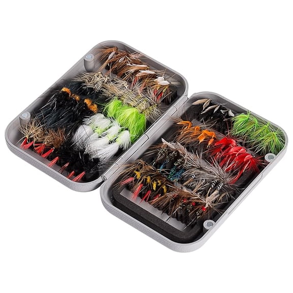 Bassdash Fly Fishing Assorted Flies Kit, 64 pcs Fly Lure for Bass Fishing with Magnetic Fly Box