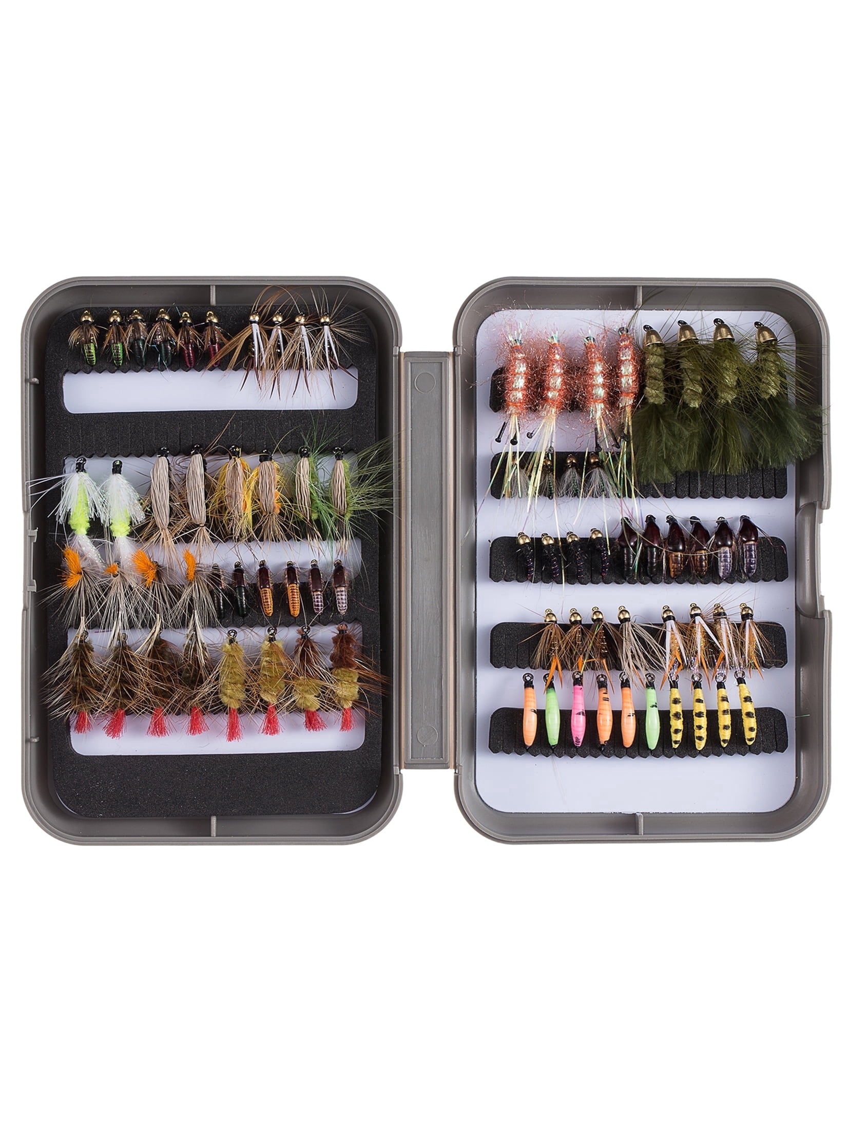 Bassdash Fly Fishing Flies Kit Fly Assortment Trout Bass Fishing with Fly Box, 36/64/72/76/80/96pcs with Dry/Wet Flies, Nymphs, Streamers, Popper