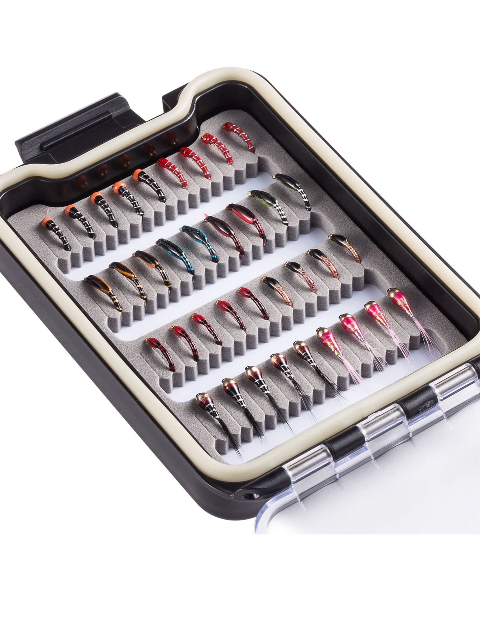Bassdash Fly Fishing Lures Kit with Box Nymph Beadhead Wet Fishing Dry Flies for Trout Bass Salmon