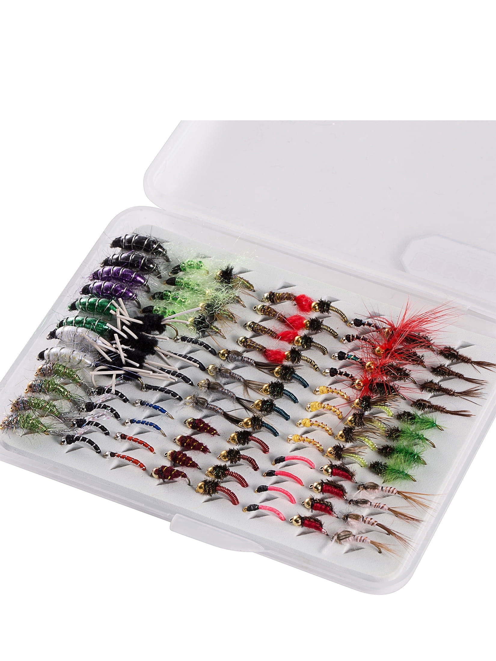 Bassdash Fly Fishing Nymph Flies Kit, Pack of 96 pcs Fly Lure, with Ultrathin Fly Box
