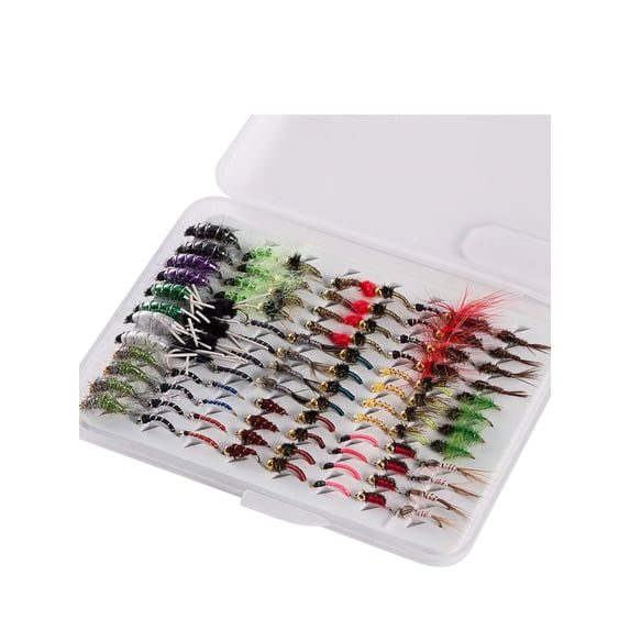 Bassdash Fly Fishing Nymph Flies Kit, Pack of 96 pcs Fly Lure, with Ultrathin Fly Box