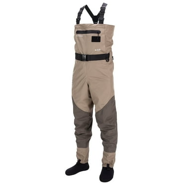 Bassdash Men’s Breathable Chest and Waist Convertible Waders for Fishing Hunting, Stocking Foot,Khaki