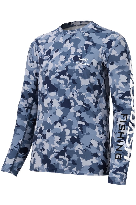 Men’s Camo Fishing Shirts UPF 50+ Long Sleeve Quick Dry Lightweight T-Shirts for Outdoor Hiking Kayaking FS37M