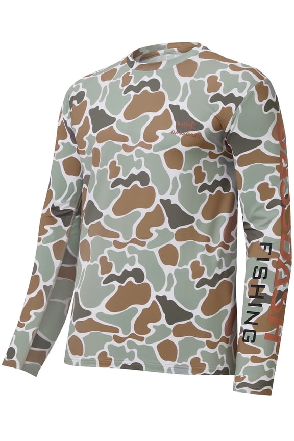 Men’s Camo Fishing Shirts UPF 50+ Long Sleeve Quick Dry Lightweight T-Shirts for Outdoor Hiking Kayaking FS37M