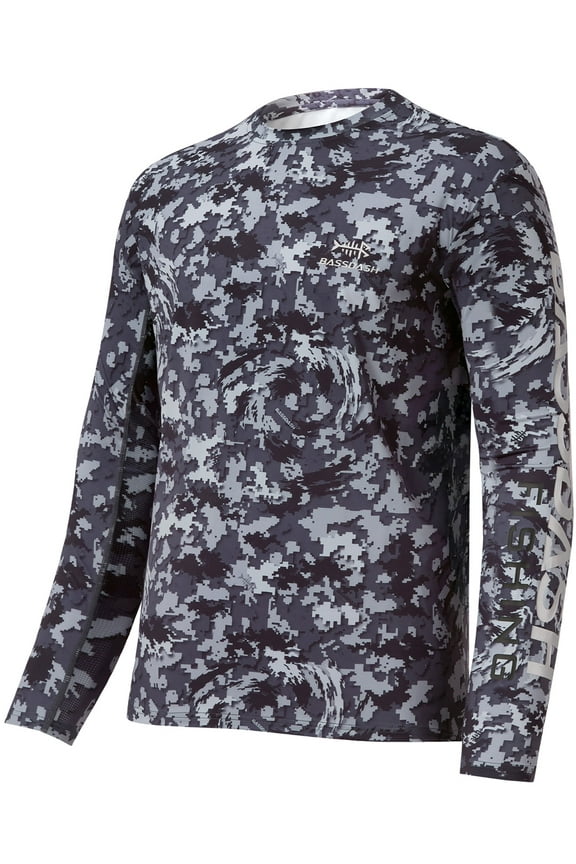 Men’s Camo Fishing Shirts UPF 50+ Long Sleeve Quick Dry Lightweight T-Shirts for Outdoor Hiking Kayaking FS37M