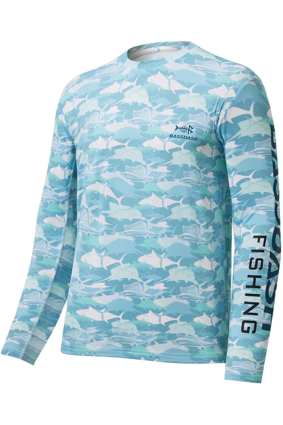 Men’s Camo Fishing Shirts UPF 50+ Long Sleeve Quick Dry Lightweight T-Shirts for Outdoor Hiking Kayaking FS37M