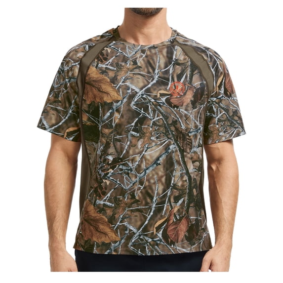 Bassdash Men's Camo Shirt UPF 50+ Wrinkle-free Breathable Short Sleeve UV Protection T-shirt for Hunting Hiking SR02M