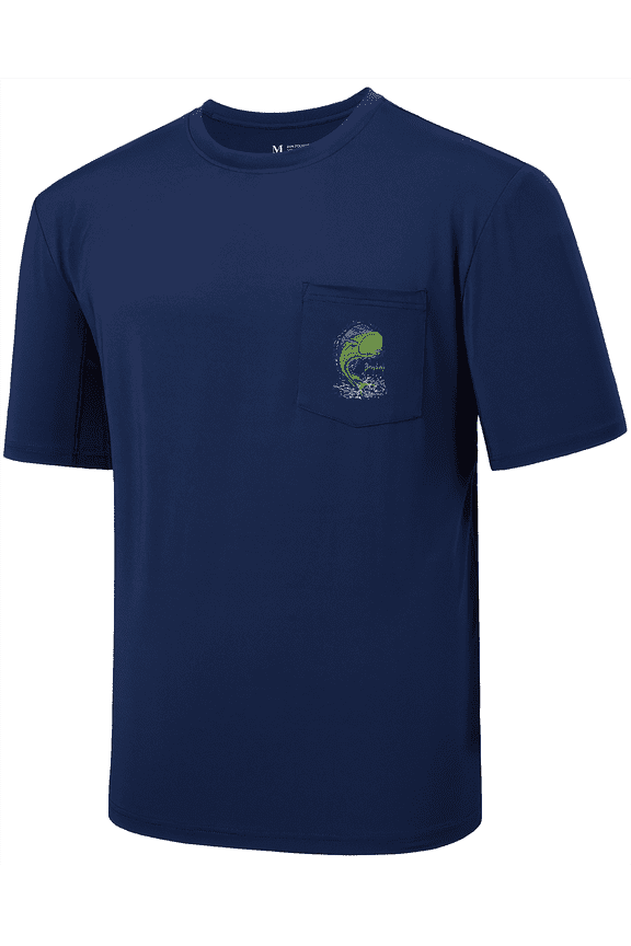 Men’s UPF 50+ Fishing Graphic T-Shirts Pocket Short Sleeve Shirt Quick Dry UV Sun Protection Casual Outdoor