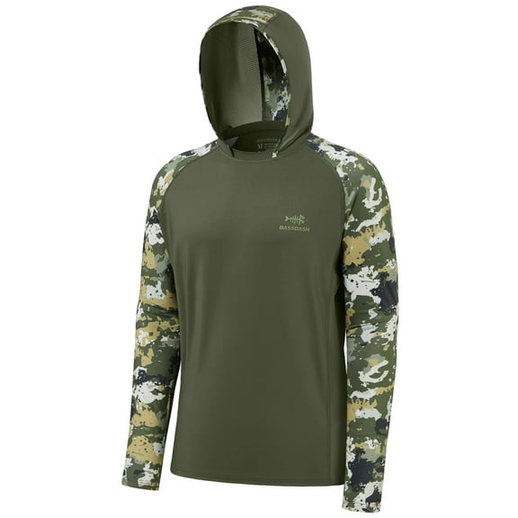 Bassdash Men’s UPF 50 Performance Fishing Shirt Cooling Hoodie Camo Long Sleeve FS17M