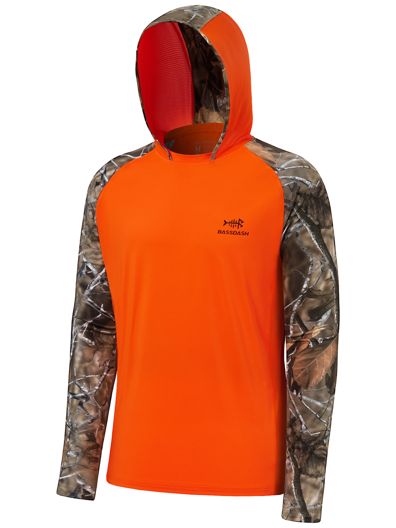 Bassdash Mens Upf 50 Camo Long Sleeve Hunting Fishing Hoodie
