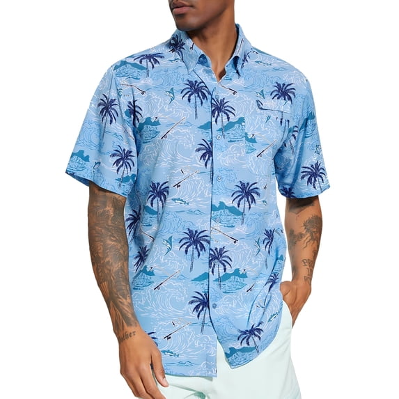 Bassdash Men's UPF 50+ Short Sleeve Button Down Fishing Shirt Breathable Lightweight for Outdoor and Beach Activities