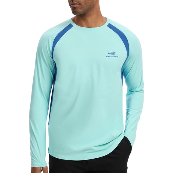 Bassdash Men's UPF 50 Wrinkle-free Fishing Shirt Long Sleeve Casual Tee with Breathable Mesh for Hiking Running SR01M