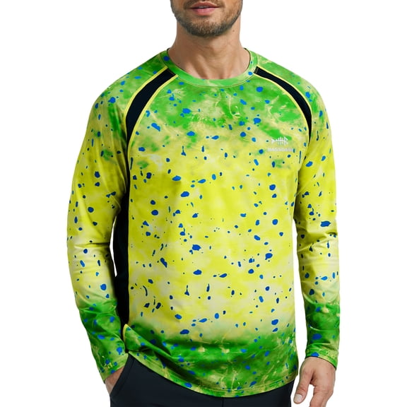 Bassdash Men's UPF 50+ Wrinkle-free Fishing Shirt Long Sleeve Casual Tee with Breathable Mesh for Hiking Running SR01M