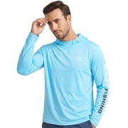 Bassdash Mens UV Sun Protection Hooded Long Sleeve Fishing Hoodie,Blue,L