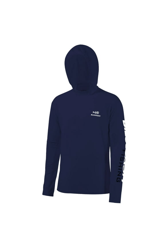 Men's UV Sun Protection Hooded Long Sleeve Fishing Hoodie,Blue,XL