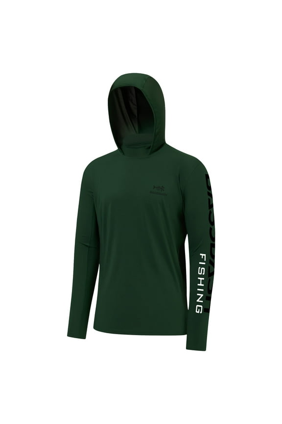 Men's UV Sun Protection Hooded Long Sleeve Fishing Hoodie,Green,XXL
