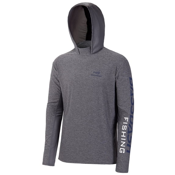 Bassdash Men's UV Sun Protection Hooded Long Sleeve Fishing Hoodie,Grey,L