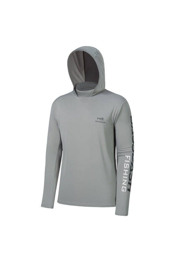Men's UV Sun Protection Hooded Long Sleeve Fishing Hoodie,Grey,XL