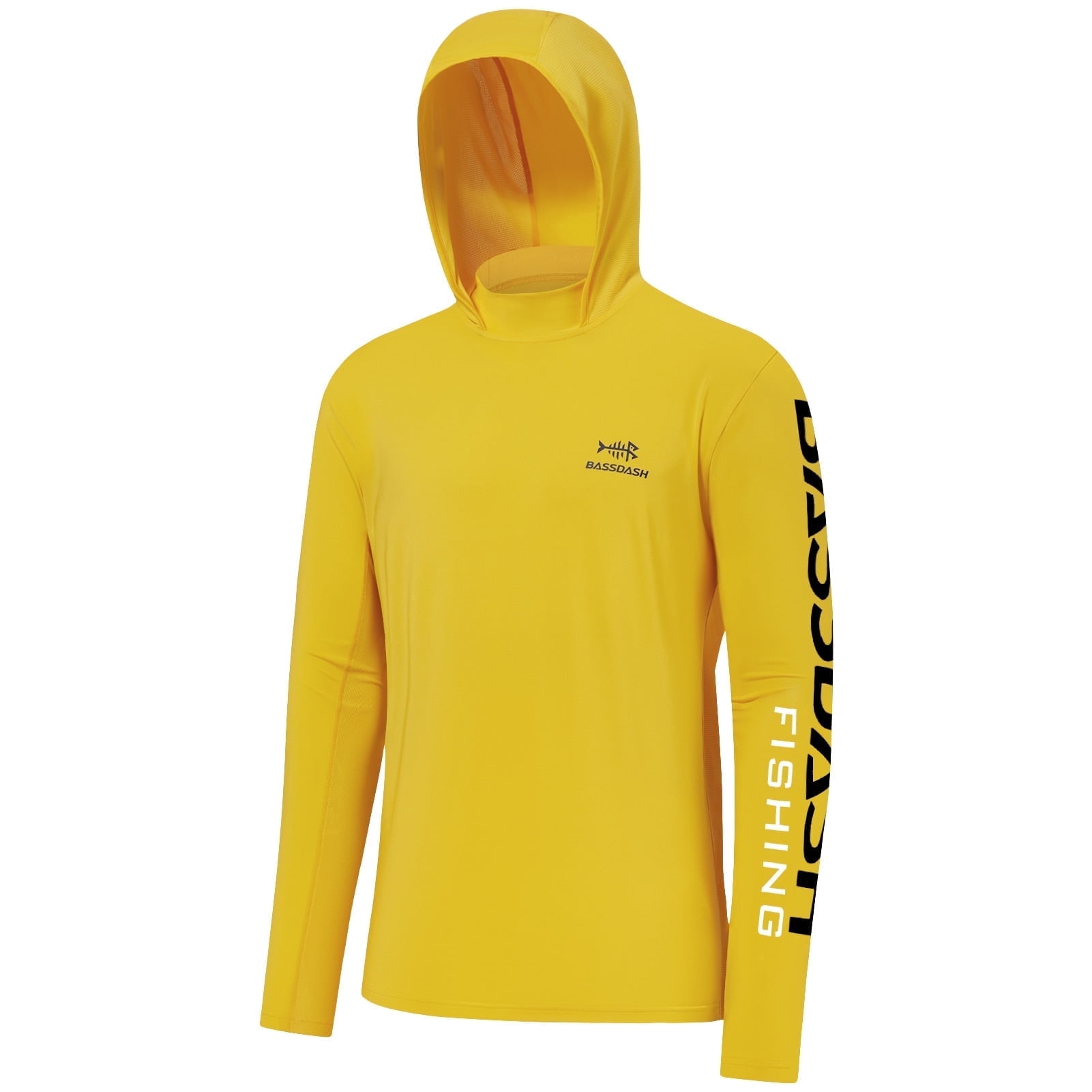 Bassdash Men's UV Sun Protection Hooded Long Sleeve Fishing Hoodie,Yellow,5XL