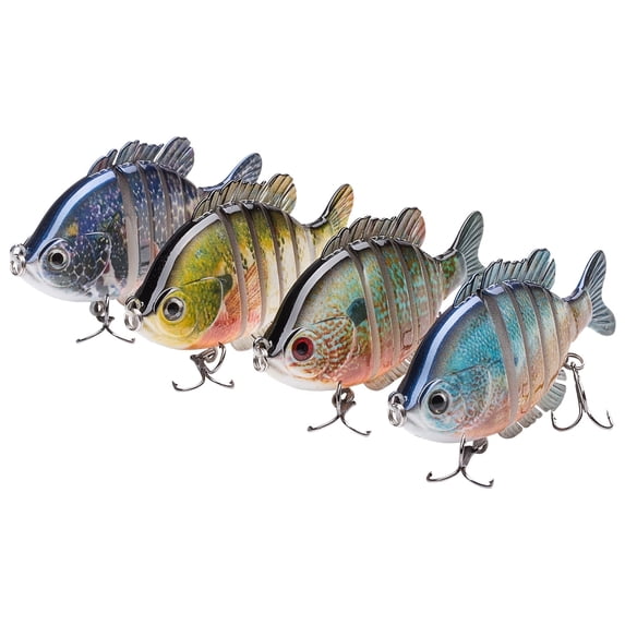 Bassdash SwimPanfish Multi Jointed Panfish Bluegill Swimbaits Hard Topwater Bass Lures Fishing Lure Crank Saltwater 3.5in/0.85oz,Pack of 4 Colors (BPRL)