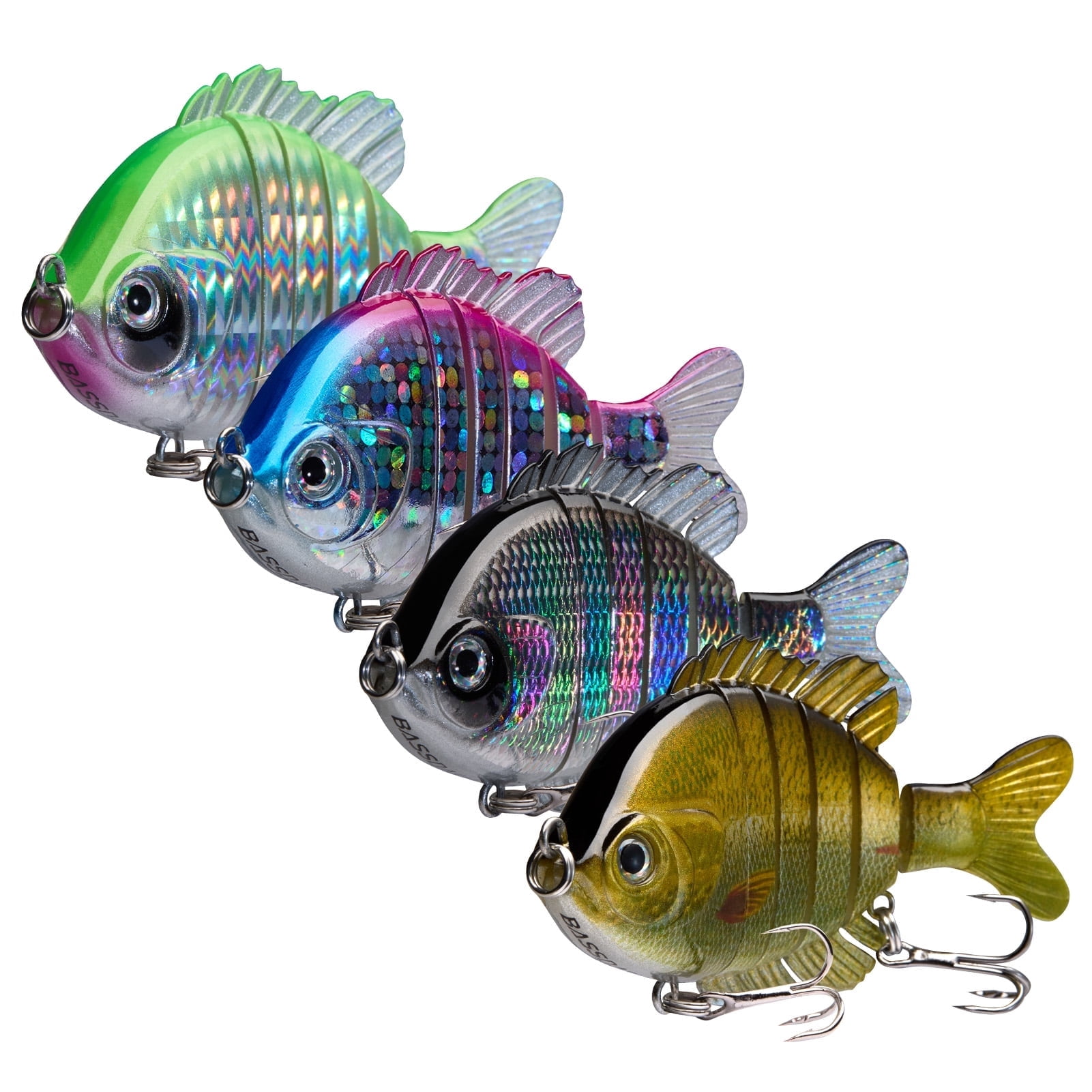 BASSDASH SwimPanfish - Leurres Swimbait Multi-Articulés En Forme De Crapet- Arlequin (Panfish) - Leurres De Surface Durs