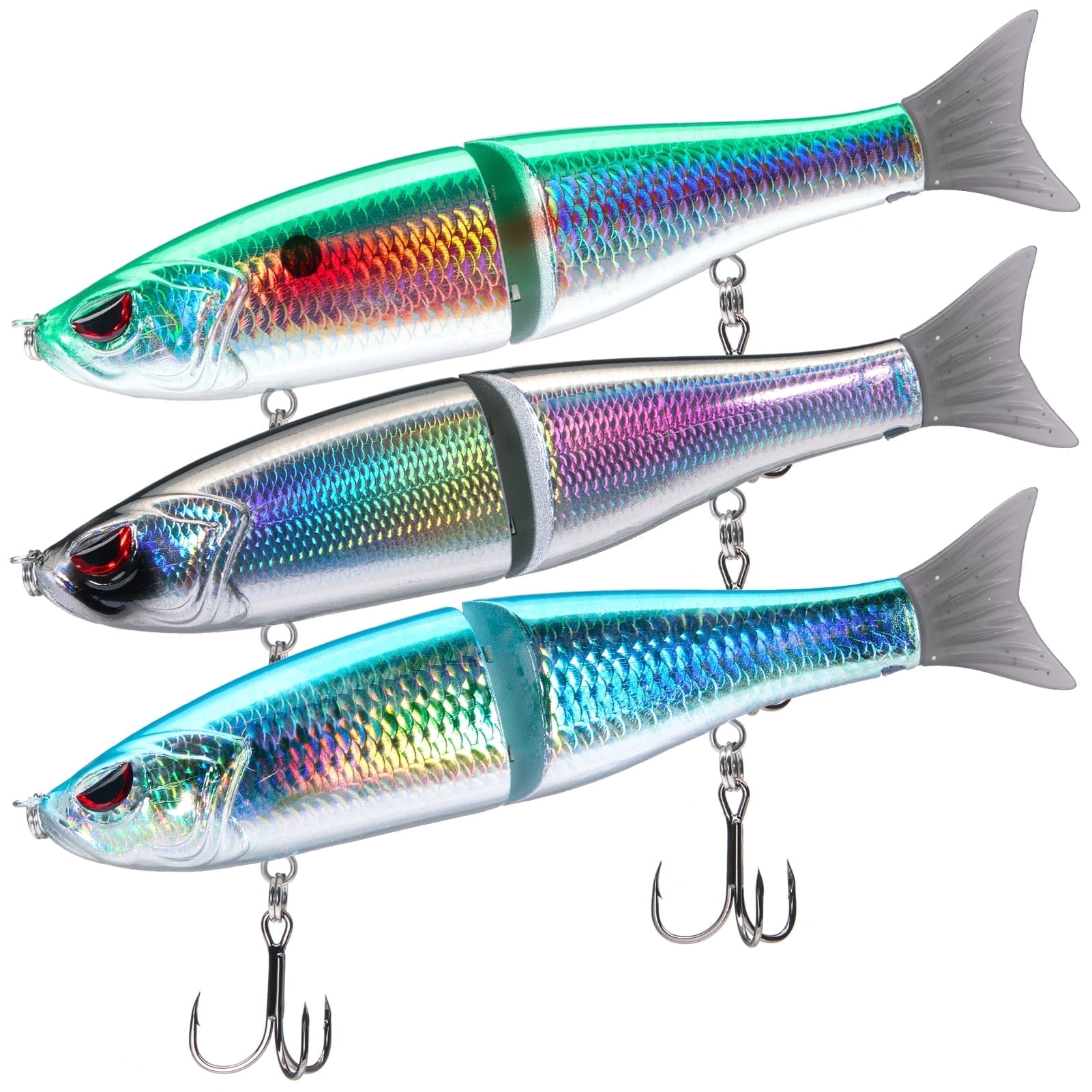 Bassdash SwimShad Glide Baits Jointed Swimbait Bass Pike Salmon Trout Muskie Fishing Lure 4.5in /18.5g,3-Pack