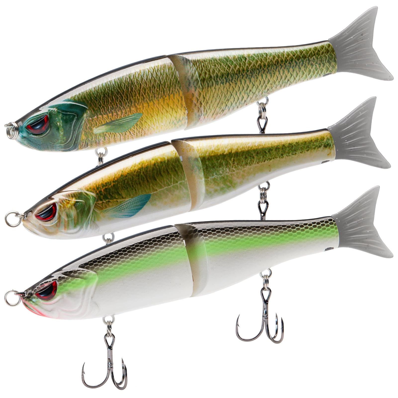 Bassdash SwimShad Glide Baits Jointed Swimbait Bass Pike Salmon Trout Muskie Fishing Lure 7in /62.5g,3-Pack