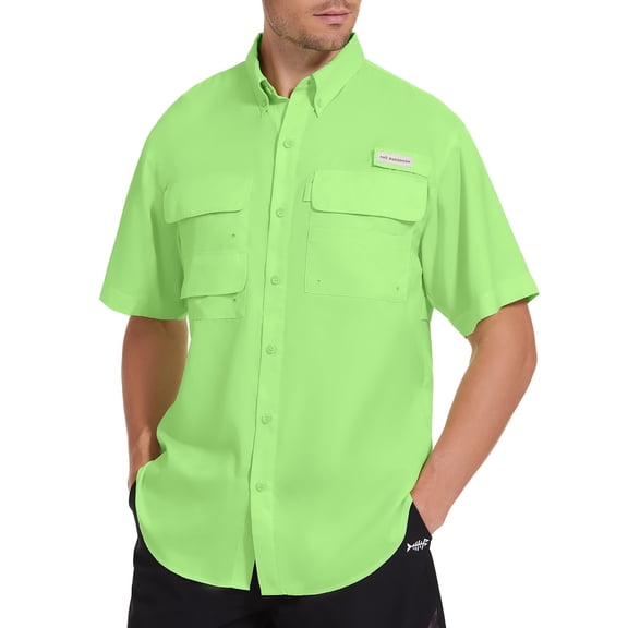 Bassdash UPF 50 Men’s Fishing Dress Shirt Button Down Woven Short Sleeve Outdoor