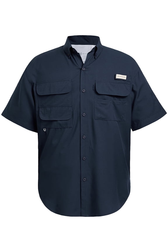 UPF 50 Men’s Fishing Dress Shirt Button Down Woven Short Sleeve Outdoor