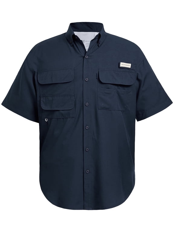 UPF 50 Men’s Fishing Dress Shirt Button Down Woven Short Sleeve Outdoor