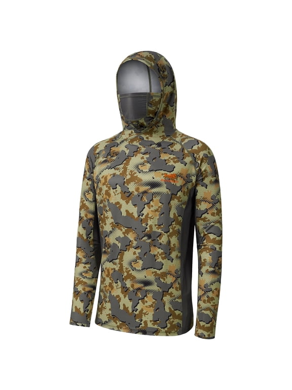 UPF 50+ Men’s Hunting Shirts with Mask Long Sleeve Camo Fishing Hoodie