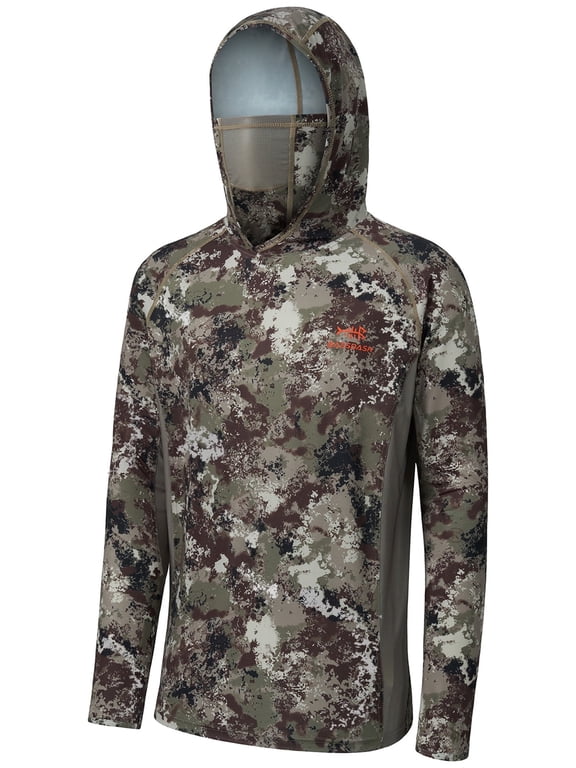 UPF 50+ Men’s Hunting Shirts with Mask Long Sleeve Camo Fishing Hoodie