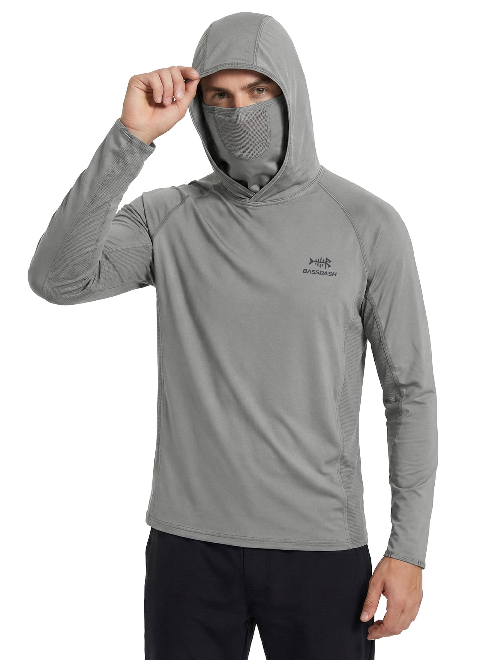 Bassdash Heren UPF 50 Camo Hoodie Shirt met Masker Lange Mouw