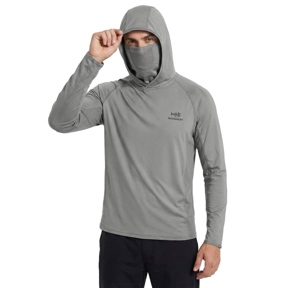 Bassdash UPF 50  Men’s Long Sleeve Fishing Shirt with Mask UV Neck Gaiter Hoodie