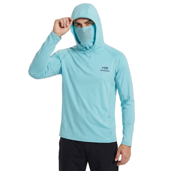 Bassdash UPF 50+ Men’s Long Sleeve Fishing Shirt with Mask UV Neck Gaiter Hoodie