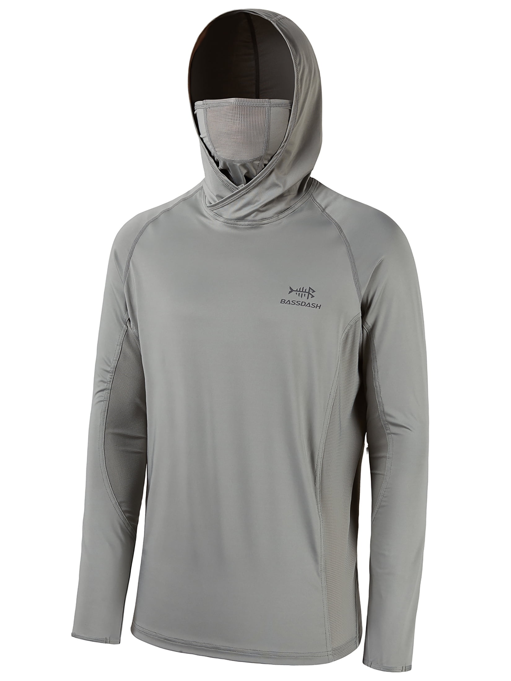 Bassdash UPF 50+ Men’s Long Sleeve Fishing Shirt with Mask UV Neck Gaiter Hoodie