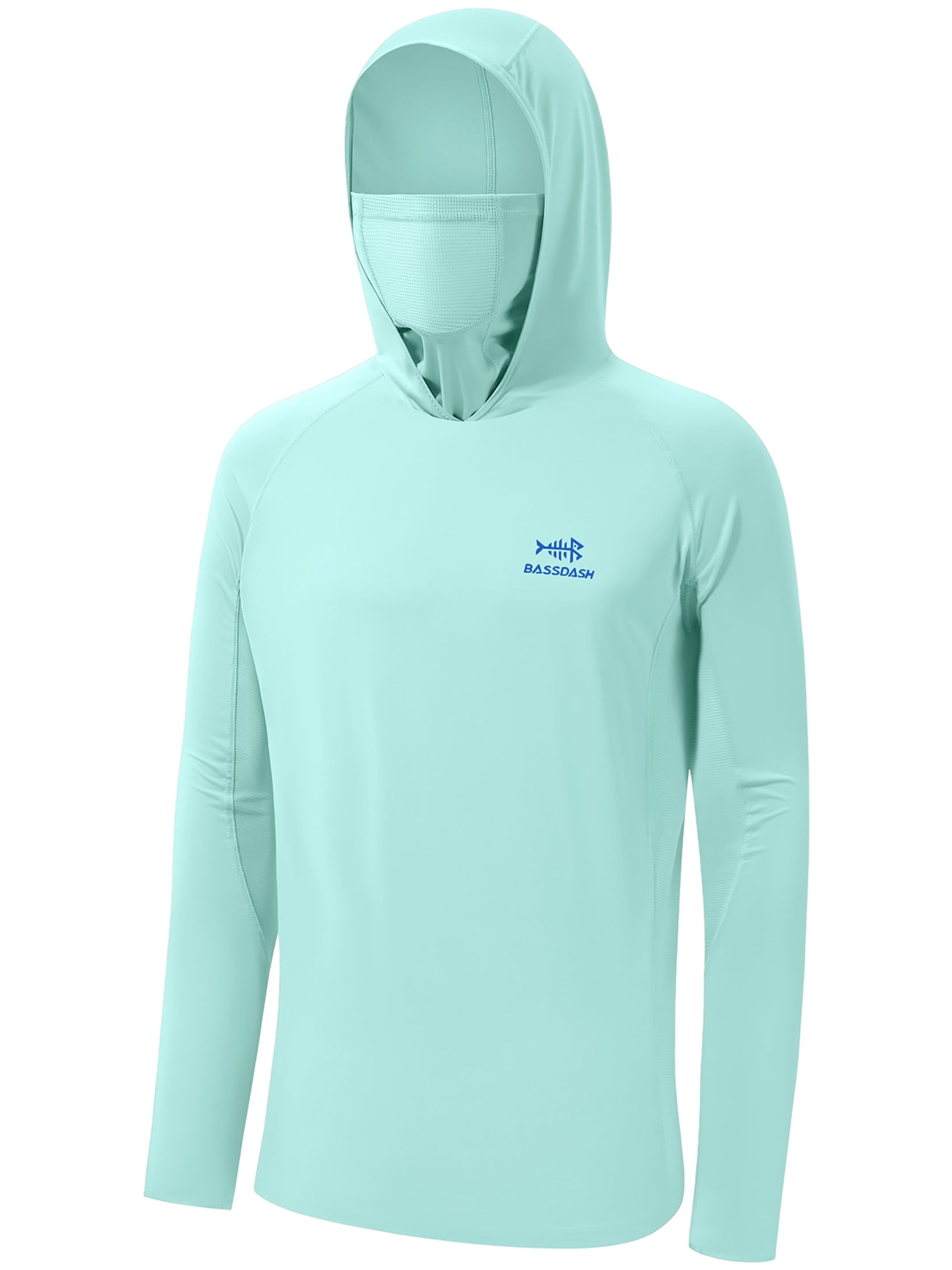 Bassdash FS23W dames UPF 50 visserij hoodie shirt met gezichtsmasker duimgaten, Rode vlek verloop, S